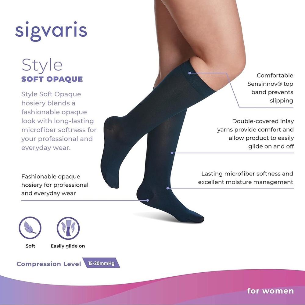 Sigvaris Women's Soft Opaque Calf-High Compression Socks